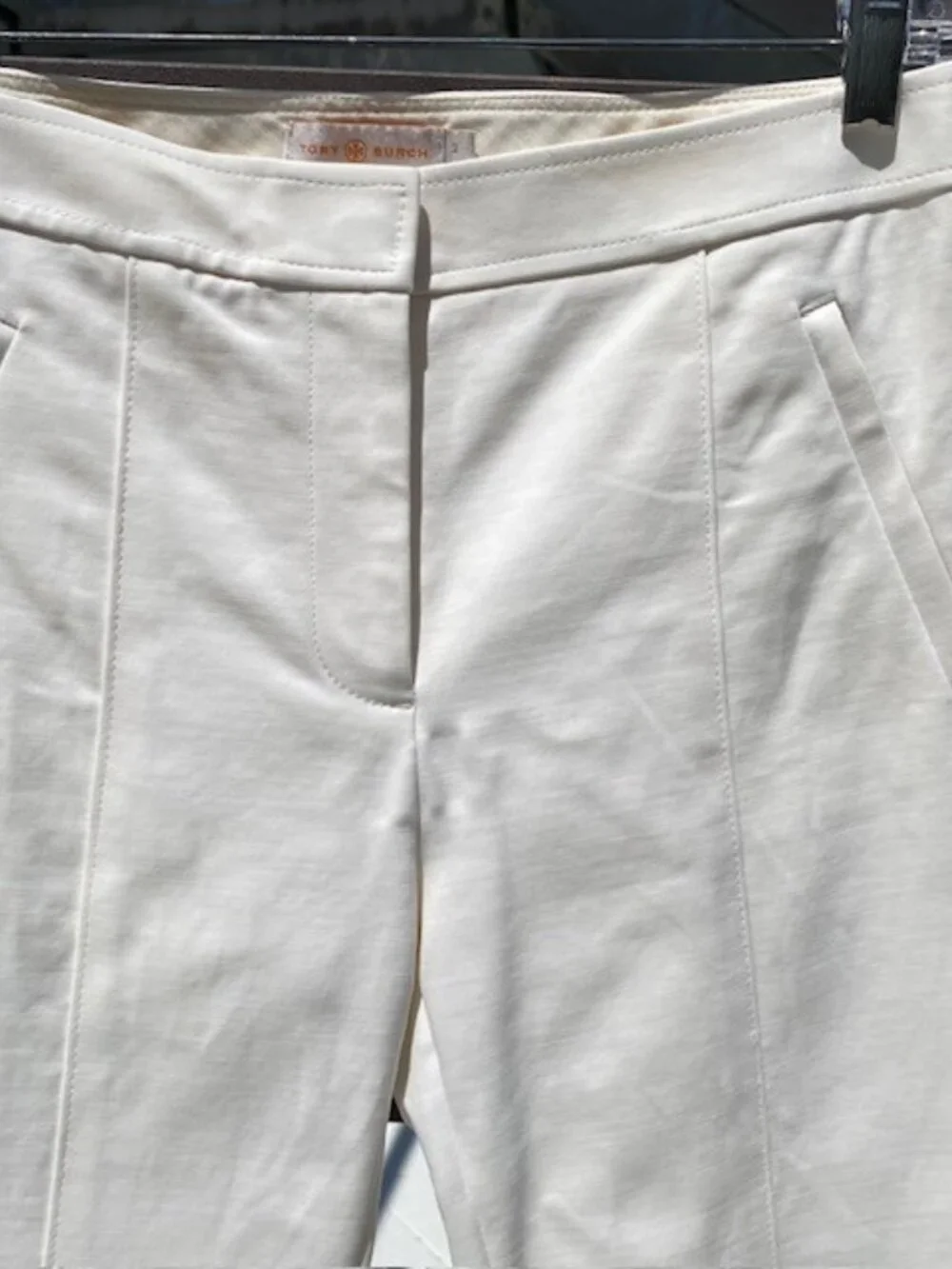 Tory Burch Vanner Pants Women's Cropped Ankle Cream Size 2